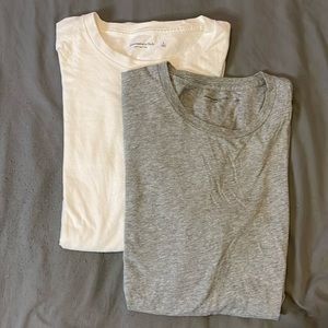 Set of 2 Abercrombie & Fitch Men’s Soft A&F Tees, Large, White/Grey